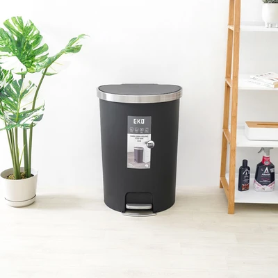 Gambar Eko Hana Tempat Sampah Pedal Plastik Semi Round 55 Liter - Hitam