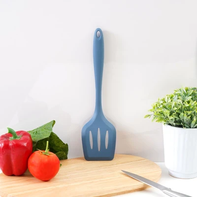 Gambar Ataru Spatula Slotted Turner Silikon - Biru