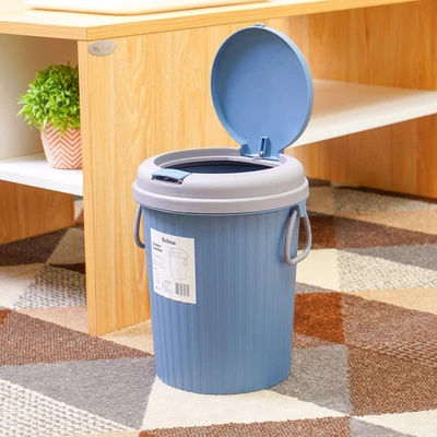Gambar Selma Ray Tempat Sampah Tutup Tekan Plastik 6 Liter - Biru