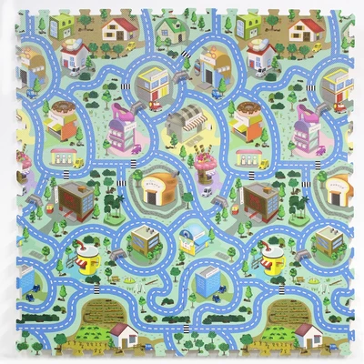 Gambar Sunta Karpet Puzzle Small Town 3008