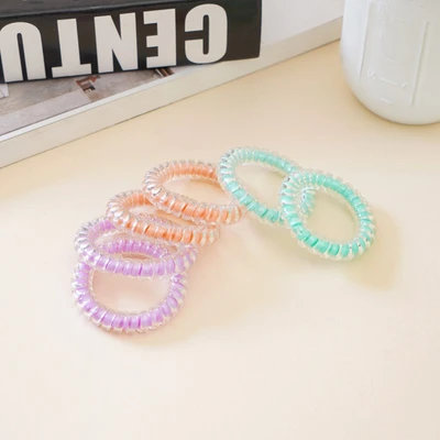 Gambar Ataru Ikat Rambut Spiral Set 6 pcs V1 - Ungu/Oranye/Hijau