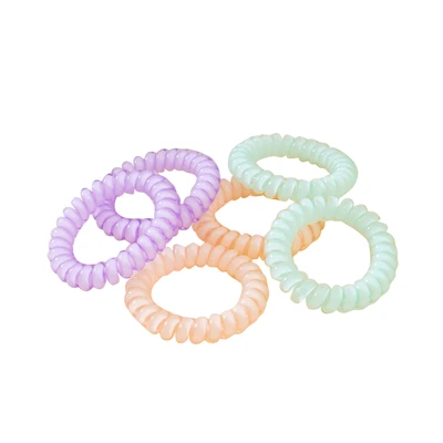 Gambar Ataru Ikat Rambut Spiral Set 6 pcs V2 - Ungu/Oranye/Hijau