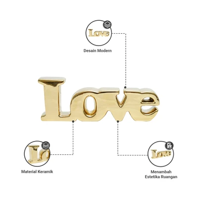 Gambar Informa Patung Miniatur Love Two Tone 9 cm - Gold