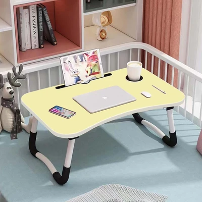 Gambar Odi Meja Lipat Laptop Dengan Tempat Gelas - Kuning Muda