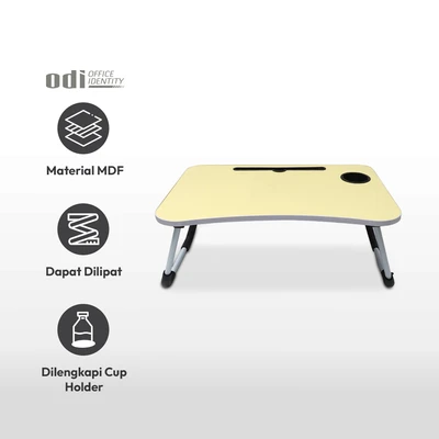 Gambar Odi Meja Lipat Laptop Dengan Tempat Gelas - Kuning Muda