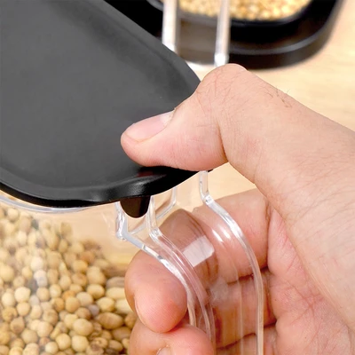 Gambar Informa Clarence Tempat Bumbu Dapur Plastik Dengan Rak 410 ml Set 4 Pcs - Hitam