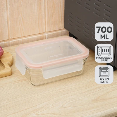 Gambar Glasslock Wadah Makanan Oven Smart Rectangle 700 ml - Oranye