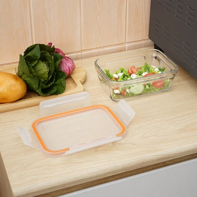 Gambar Glasslock Wadah Makanan Oven Smart Rectangle 700 ml - Oranye