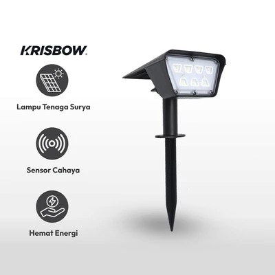 Gambar Krisbow Zura Lampu Sorot Taman Single Solar 1l 200 Lumens 6500k