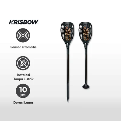 Gambar Krisbow Ardo Lampu Taman Bollard Flame Solar 50 Lumens 2000K