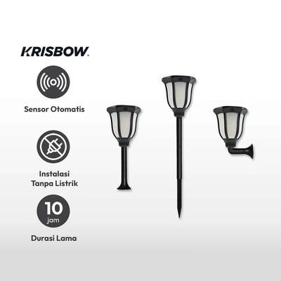 Gambar Krisbow Arni Lampu Taman Bollard Flame Solar 50 Lumens 2000k