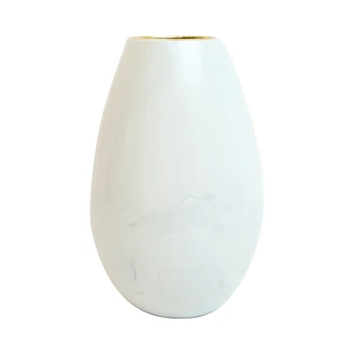 Gambar Informa Istanbul Vas Bunga Keramik 19x19x30 cm - Putih Marble/Gold