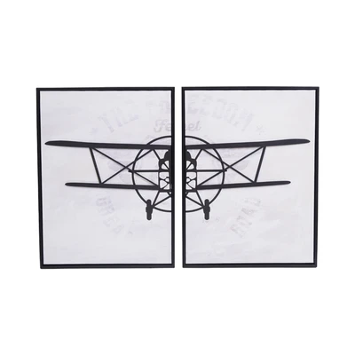 Gambar Selma Hiasan Dinding Kanvas Print Plane 45x60 cm Set 2 Pcs - Abu-abu