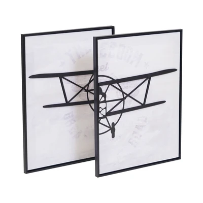 Gambar Selma Hiasan Dinding Kanvas Print Plane 45x60 cm Set 2 Pcs - Abu-abu