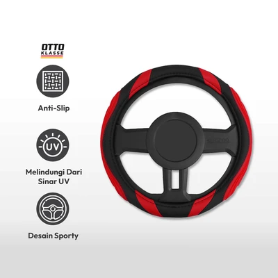Gambar Otto Klasse Sarung Stir Mobil Silicone Grip - Hitam/Merah