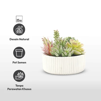 Gambar Arthome Tanaman Artifisial Succulent Dengan Pot 15.2x15.2x14.2 cm - Hijau