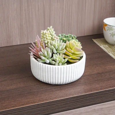 Gambar Arthome Tanaman Artifisial Succulent Dengan Pot 15.2x15.2x14.2 cm - Hijau
