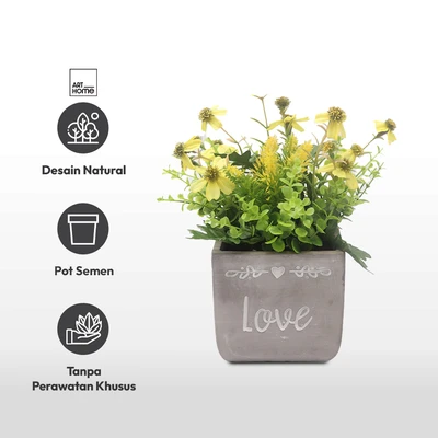 Gambar Arthome Bunga Artifisial Wild Dengan Pot 22.8x22.8x25.4 cm - Kuning