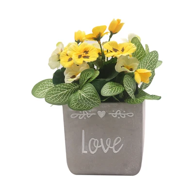 Gambar Arthome Bunga Artifisial Pansy Dengan Pot 19.8x19.8x22.3 cm - Kuning