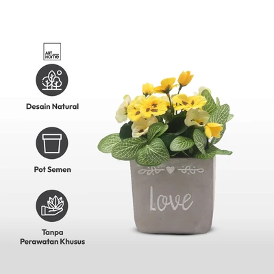 Gambar Arthome Bunga Artifisial Pansy Dengan Pot 19.8x19.8x22.3 cm - Kuning