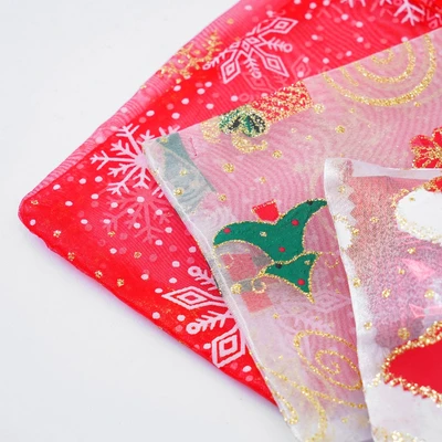 Gambar Ataru Kantung Serut Mesh Xmas Set 3 pcs - Merah/Putih