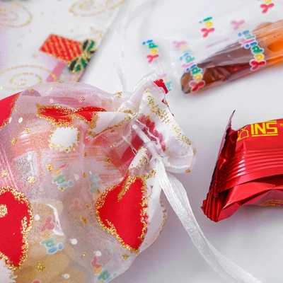 Gambar Ataru Kantung Serut Mesh Xmas Set 3 pcs - Merah/Putih
