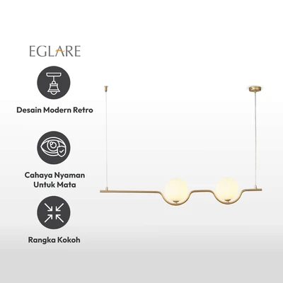 Gambar Eglare Nordic Lampu Gantung Hias 2L G9 - Gold