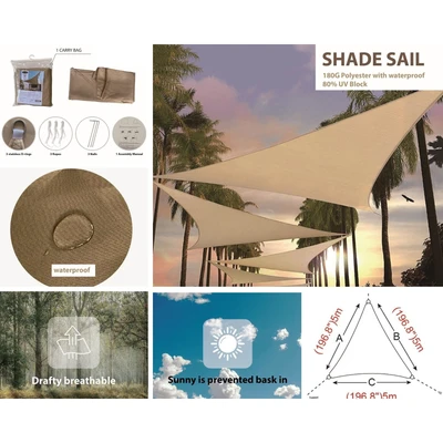 Gambar Soleil Kanopi Taman Triangle 5 Meter - Cokelat Tan
