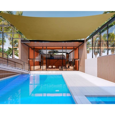 Gambar Soleil Kanopi Taman Square 5 Meter - Cokelat Tan