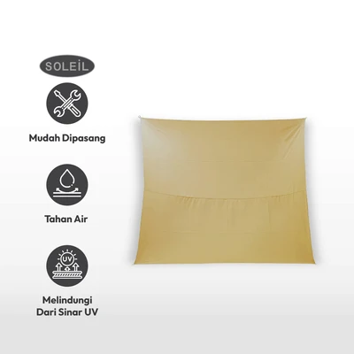 Gambar Soleil Kanopi Taman Square 5 Meter - Cokelat Tan