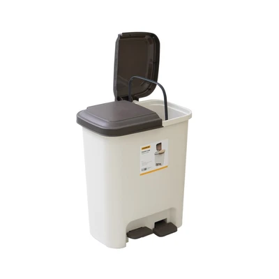 Gambar Krisbow Tempat Sampah Pedal Plastik Double 45 Liter - Krem Beige