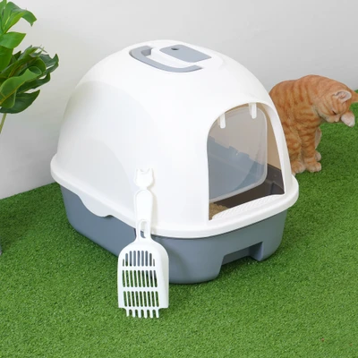 Gambar Paws N Tail Toilet Kucing Dengan Drawer - Abu-abu