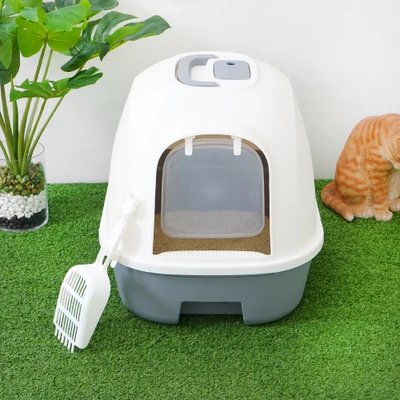 Gambar Paws N Tail Toilet Kucing Dengan Drawer - Abu-abu