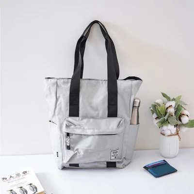 Gambar Ataru Tote Bag Canvas Dengan Kantong Depan - Abu-abu