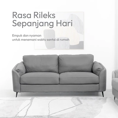 Gambar Informa Lynden Sofa Fabric 3 Seater - Abu-Abu Tua