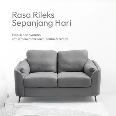 Gambar Informa Lynden Sofa Fabric 2 Seater - Abu-Abu Tua
