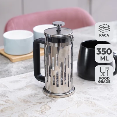 Gambar Appetite Liberika Teko Kopi Press Kaca 350 ml - Silver