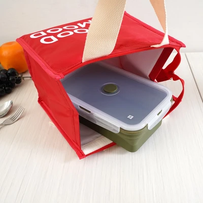 Gambar Ataru Tas Bekal Makanan Oxford Good Food Motif Print - Merah