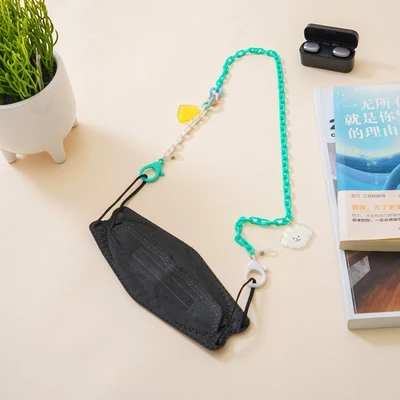 Gambar Ataru Tali Masker Rantai Double Charm - Hijau/Putih