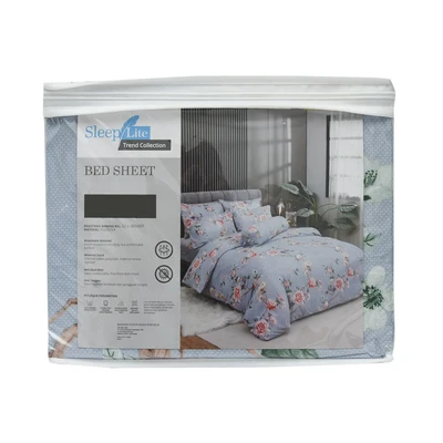 Gambar Sleeplite 160x200 cm Set 5 Pcs Seprai Queen Polyester Rose - Biru