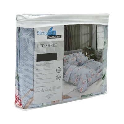 Gambar Sleeplite 160x200 cm Set 5 Pcs Seprai Queen Polyester Rose - Biru