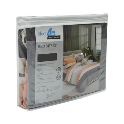 Gambar Sleeplite 180x200 cm Set 5 Pcs Seprai King Polyester Stripe Coral
