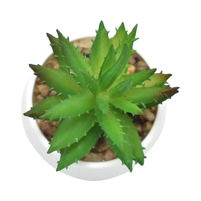 Gambar Ataru Tanaman Artifisial Aloevera Dengan Pot Round - Putih