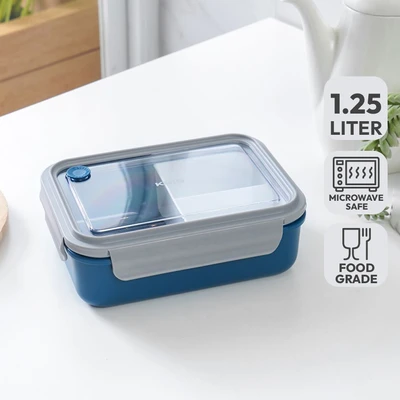 Gambar Kris Kotak Makan Plastik 3 Sekat 1.25 Liter - Biru