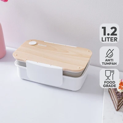 Gambar Kris Kotak Makan 2 Susun Plastik 1.2 Liter - Putih