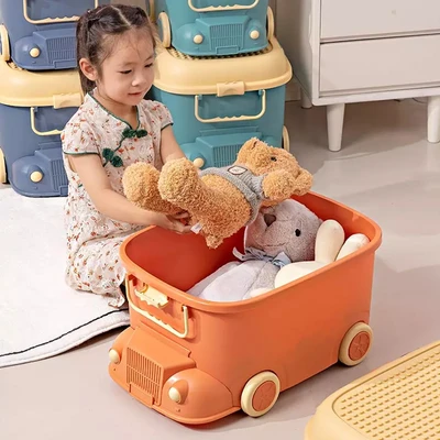 Gambar Stora 42.5x31x26 Cm Kotak Penyimpanan Dengan Roda Car - Orange