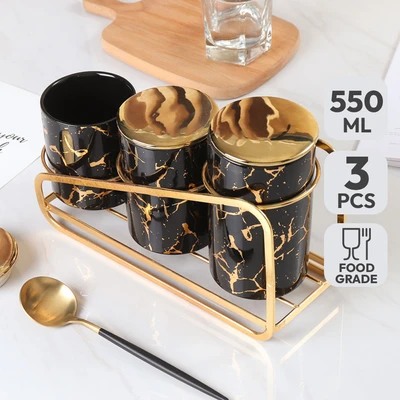 Gambar Appetite Nada Stoples Keramik Dengan Rak Set 3 pcs - Hitam