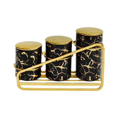 Gambar Appetite Nada Stoples Keramik Dengan Rak Set 3 pcs - Hitam