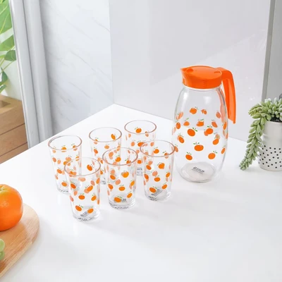 Gambar Kris Set 7 Pcs Teko Minum Dan Gelas Orange