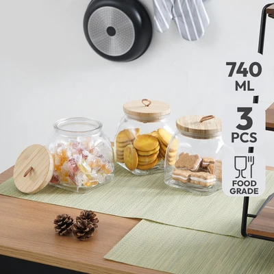 Gambar Informa Wiley Stoples Kaca 740 ml Set 3 pcs Transparan - Cokelat